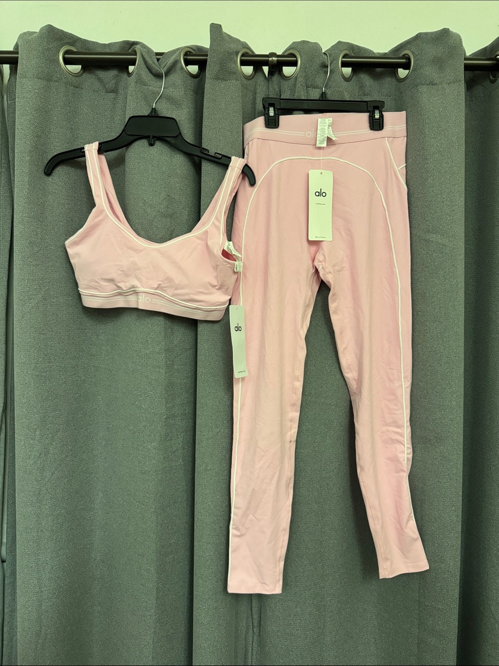 ALO Yoga Light Pink Bralette and High-Rise Leggings Set